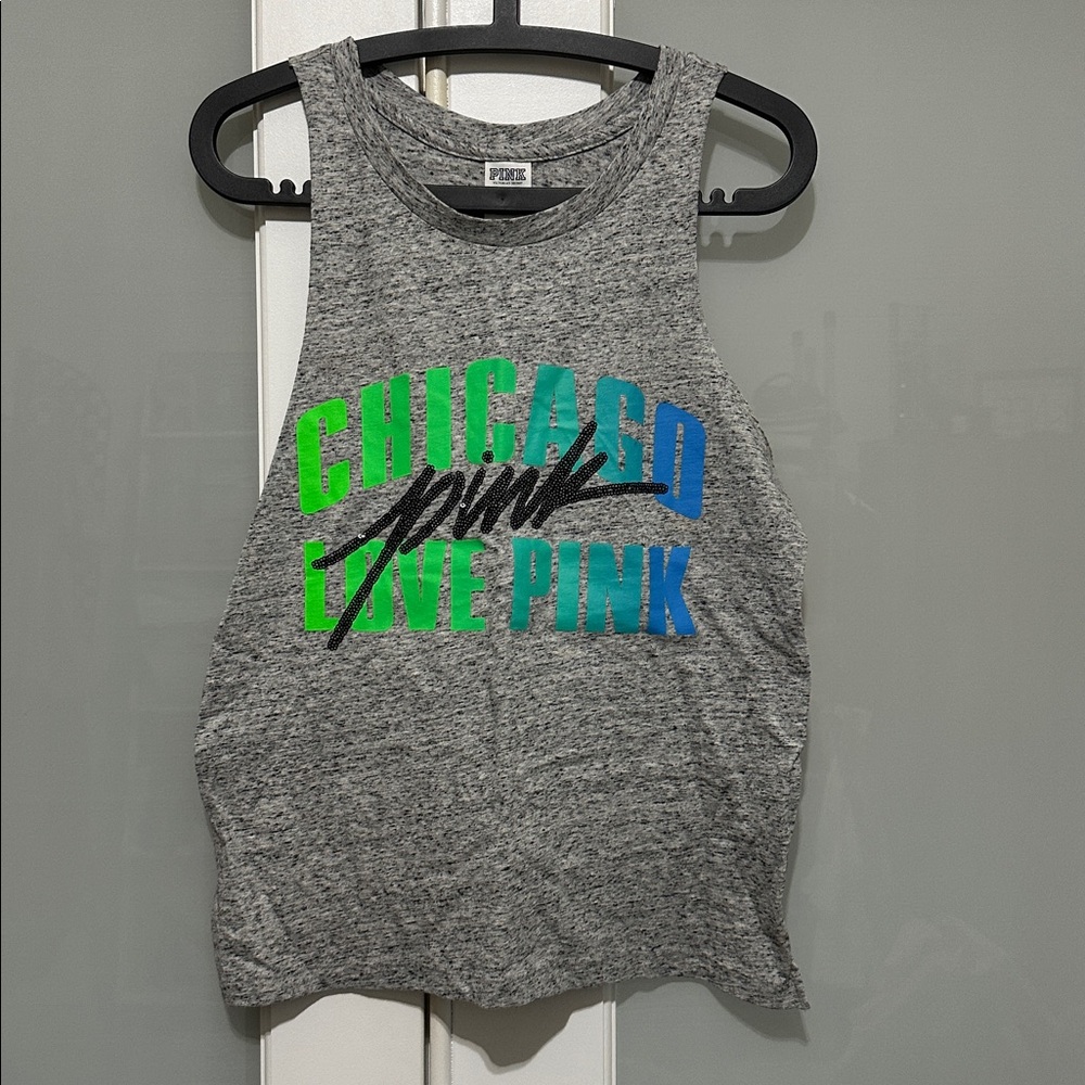 VS PINK Gray Chicago Bling Tank Top Small